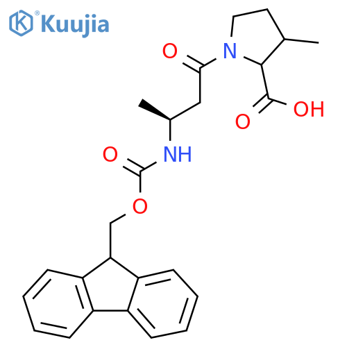 1-(3S)-3-({(9H-fluoren-9-yl)methoxycarbonyl}amino)butanoyl-3-methylpyrrolidine-2-carboxylic acid structure