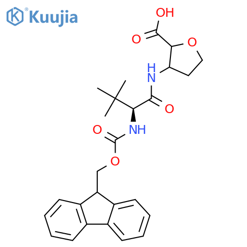 3-(2S)-2-({(9H-fluoren-9-yl)methoxycarbonyl}amino)-3,3-dimethylbutanamidooxolane-2-carboxylic acid structure