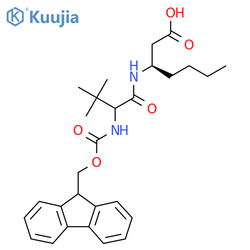 (3R)-3-2-({(9H-fluoren-9-yl)methoxycarbonyl}amino)-3,3-dimethylbutanamidoheptanoic acid structure