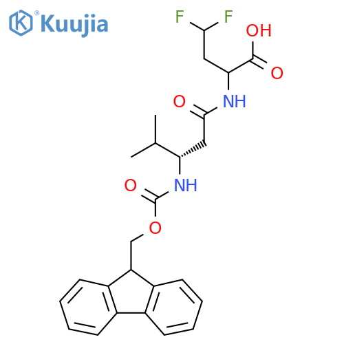 2-(3S)-3-({(9H-fluoren-9-yl)methoxycarbonyl}amino)-4-methylpentanamido-4,4-difluorobutanoic acid structure