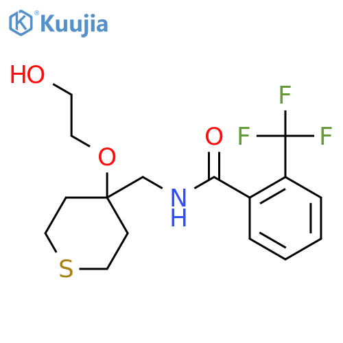 N-{4-(2-hydroxyethoxy)thian-4-ylmethyl}-2-(trifluoromethyl)benzamide structure