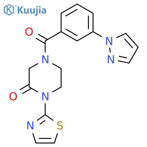 4-3-(1H-pyrazol-1-yl)benzoyl-1-(1,3-thiazol-2-yl)piperazin-2-one structure