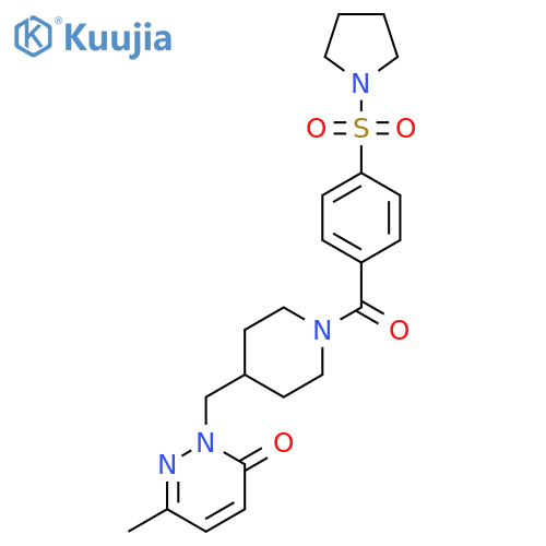 6-methyl-2-({1-4-(pyrrolidine-1-sulfonyl)benzoylpiperidin-4-yl}methyl)-2,3-dihydropyridazin-3-one structure
