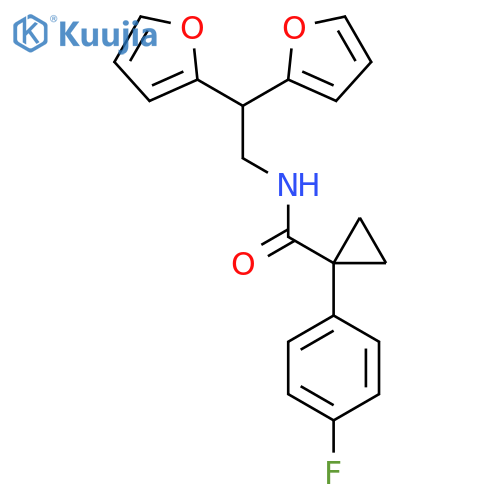 N-[2,2-bis(furan-2-yl)ethyl]-1-(4-fluorophenyl)cyclopropane-1-carboxamide structure