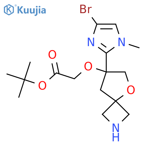 tert-butyl 2-{[7-(4-bromo-1-methyl-1H-imidazol-2-yl)-5-oxa-2-azaspiro[3.4]octan-7-yl]oxy}acetate structure