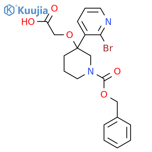 2-({1-[(Benzyloxy)carbonyl]-3-(2-bromopyridin-3-yl)piperidin-3-yl}oxy)acetic acid structure