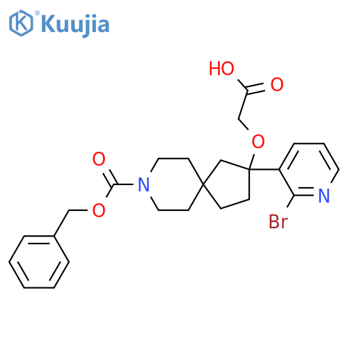 2-({8-[(Benzyloxy)carbonyl]-2-(2-bromopyridin-3-yl)-8-azaspiro[4.5]decan-2-yl}oxy)acetic acid structure