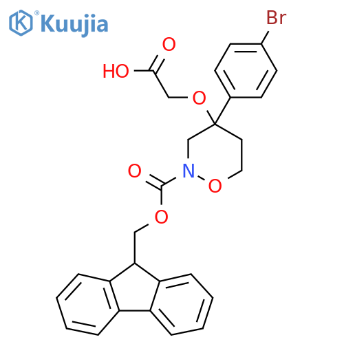 2-{[4-(4-bromophenyl)-2-{[(9H-fluoren-9-yl)methoxy]carbonyl}-1,2-oxazinan-4-yl]oxy}acetic acid structure