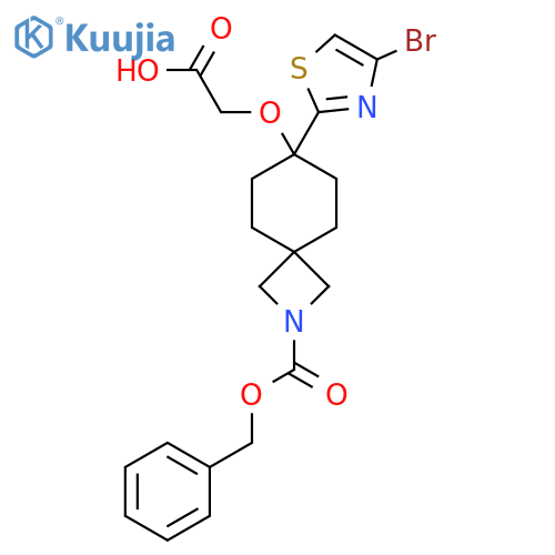 2-({2-[(Benzyloxy)carbonyl]-7-(4-bromo-1,3-thiazol-2-yl)-2-azaspiro[3.5]nonan-7-yl}oxy)acetic acid structure