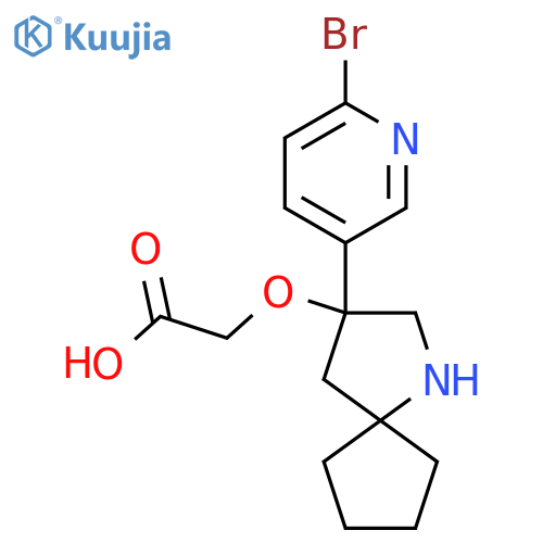 2-{[3-(6-Bromopyridin-3-yl)-1-azaspiro[4.4]nonan-3-yl]oxy}acetic acid structure