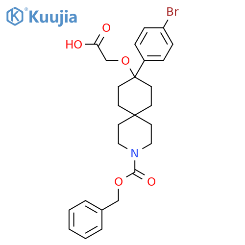2-({3-[(Benzyloxy)carbonyl]-9-(4-bromophenyl)-3-azaspiro[5.5]undecan-9-yl}oxy)acetic acid structure