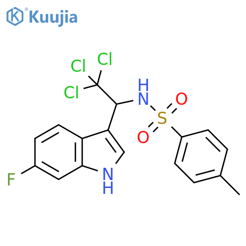 4-methyl-N-2,2,2-trichloro-1-(6-fluoro-1H-indol-3-yl)ethylbenzene-1-sulfonamide structure