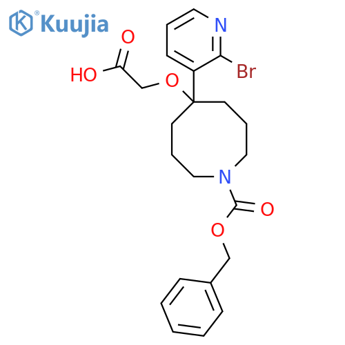 2-({1-[(Benzyloxy)carbonyl]-5-(2-bromopyridin-3-yl)azocan-5-yl}oxy)acetic acid structure