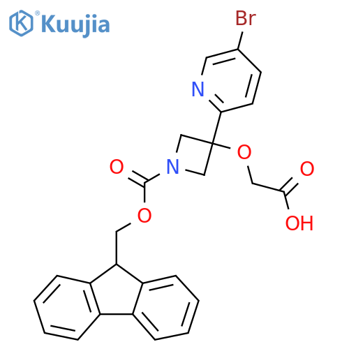 2-{[3-(5-bromopyridin-2-yl)-1-{[(9H-fluoren-9-yl)methoxy]carbonyl}azetidin-3-yl]oxy}acetic acid structure