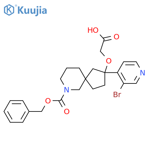 2-({7-[(Benzyloxy)carbonyl]-2-(3-bromopyridin-4-yl)-7-azaspiro[4.5]decan-2-yl}oxy)acetic acid structure
