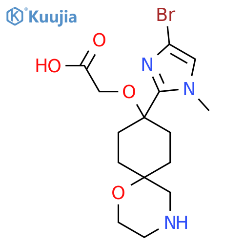 2-{[9-(4-bromo-1-methyl-1H-imidazol-2-yl)-1-oxa-4-azaspiro[5.5]undecan-9-yl]oxy}acetic acid structure