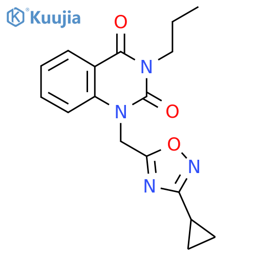 1-(3-cyclopropyl-1,2,4-oxadiazol-5-yl)methyl-3-propyl-1,2,3,4-tetrahydroquinazoline-2,4-dione structure