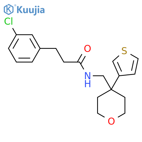 3-(3-chlorophenyl)-N-{4-(thiophen-3-yl)oxan-4-ylmethyl}propanamide structure