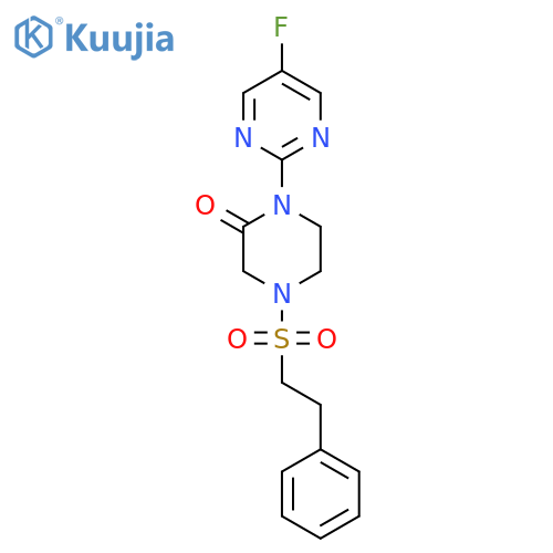 1-(5-fluoropyrimidin-2-yl)-4-(2-phenylethanesulfonyl)piperazin-2-one structure