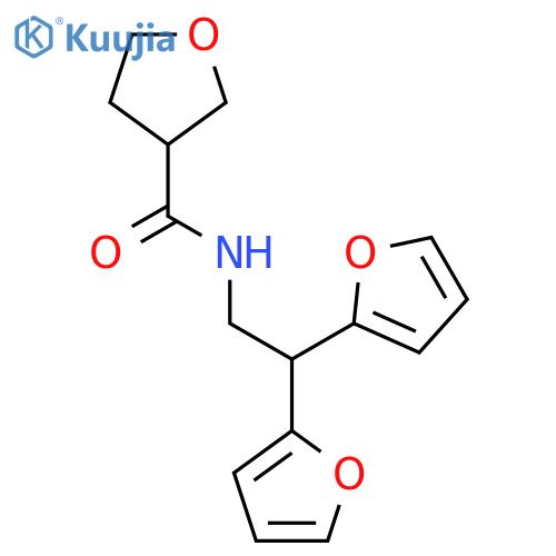 N-[2,2-bis(furan-2-yl)ethyl]oxolane-3-carboxamide structure