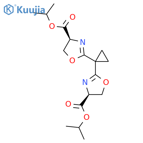 (4S,4'S)-Diisopropyl 2,2'-(cyclopropane-1,1-diyl)bis(4,5-dihydrooxazole-4-carboxylate) structure