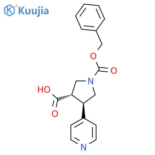 rac-(3R,4S)-1-(benzyloxy)carbonyl-4-(pyridin-4-yl)pyrrolidine-3-carboxylic acid structure