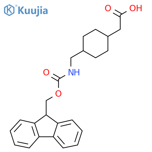 2-(1r,4r)-4-({(9H-fluoren-9-yl)methoxycarbonyl}amino)methylcyclohexylacetic acid structure