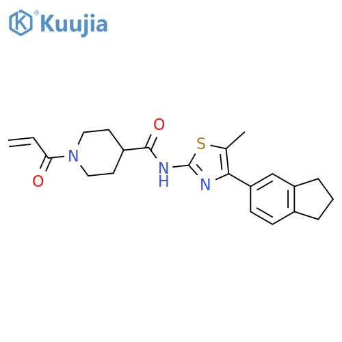 N-[4-(2,3-Dihydro-1H-inden-5-yl)-5-methyl-1,3-thiazol-2-yl]-1-prop-2-enoylpiperidine-4-carboxamide structure