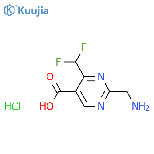 2-(Aminomethyl)-4-(difluoromethyl)pyrimidine-5-carboxylic acid;hydrochloride structure