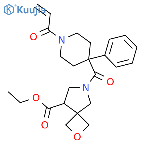 Ethyl 7-(4-phenyl-1-prop-2-enoylpiperidine-4-carbonyl)-2-oxa-7-azaspiro[3.4]octane-5-carboxylate structure