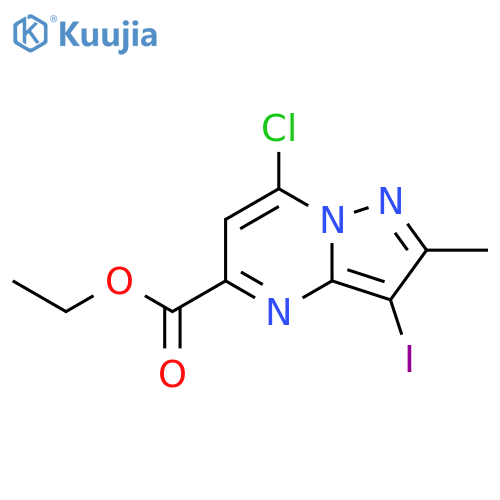 ethyl 7-chloro-3-iodo-2-methyl-pyrazolo[1,5-a]pyrimidine-5-carboxylate structure