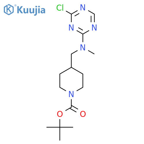 Tert-butyl 4-[[(4-chloro-1,3,5-triazin-2-yl)-methylamino]methyl]piperidine-1-carboxylate structure