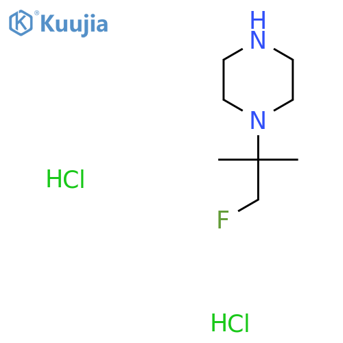 1-(1-Fluoro-2-methylpropan-2-yl)piperazine;dihydrochloride structure