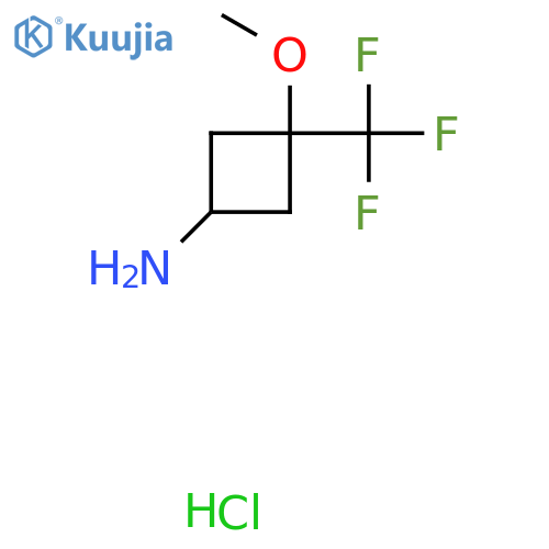 cis-3-methoxy-3-(trifluoromethyl)cyclobutanamine;hydrochloride structure