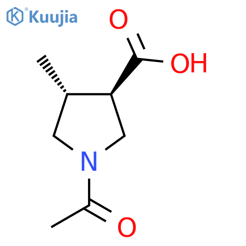 (3R,4R)-1-acetyl-4-methylpyrrolidine-3-carboxylic acid structure