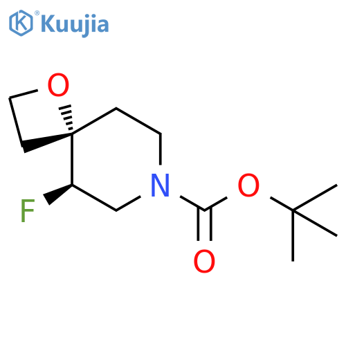 1-Oxa-7-azaspiro[3.5]nonane-7-carboxylic acid, 5-fluoro-, 1,1-dimethylethyl ester, (4S,5R)- structure