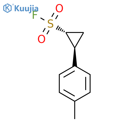 rac-(1R,2S)-2-(4-methylphenyl)cyclopropane-1-sulfonyl fluoride structure