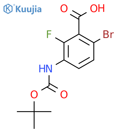 6-bromo-3-{(tert-butoxy)carbonylamino}-2-fluorobenzoic acid structure