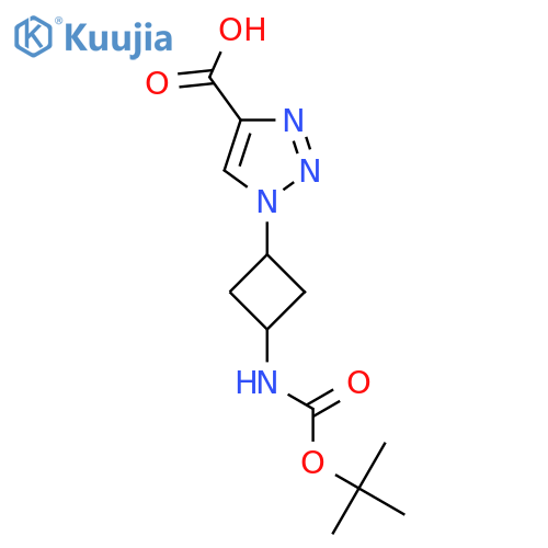 1-(3-{[(tert-butoxy)carbonyl]amino}cyclobutyl)-1H-1,2,3-triazole-4-carboxylic acid structure