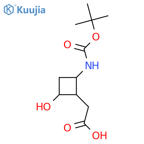 2-[2-Hydroxy-4-[(2-methylpropan-2-yl)oxycarbonylamino]cyclobutyl]acetic acid structure