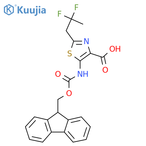 2-(2,2-difluoropropyl)-5-({[(9H-fluoren-9-yl)methoxy]carbonyl}amino)-1,3-thiazole-4-carboxylic acid structure