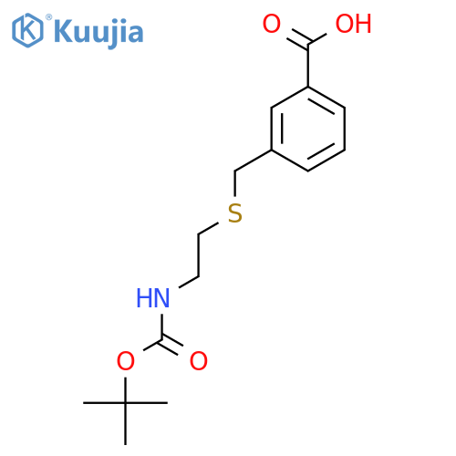 3-{(2-{(tert-butoxy)carbonylamino}ethyl)sulfanylmethyl}benzoic acid structure