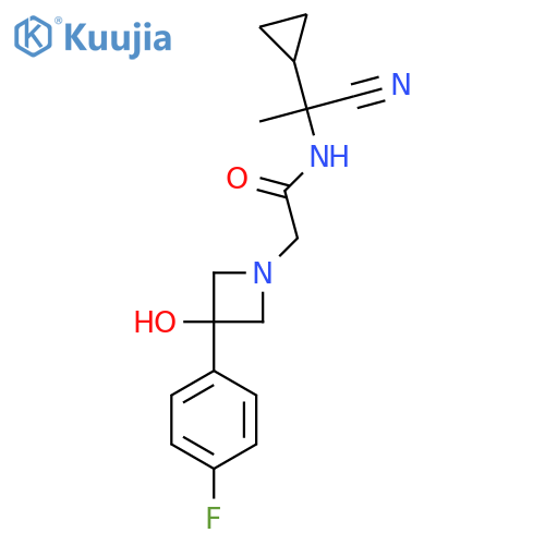 N-(1-cyano-1-cyclopropylethyl)-2-[3-(4-fluorophenyl)-3-hydroxyazetidin-1-yl]acetamide structure
