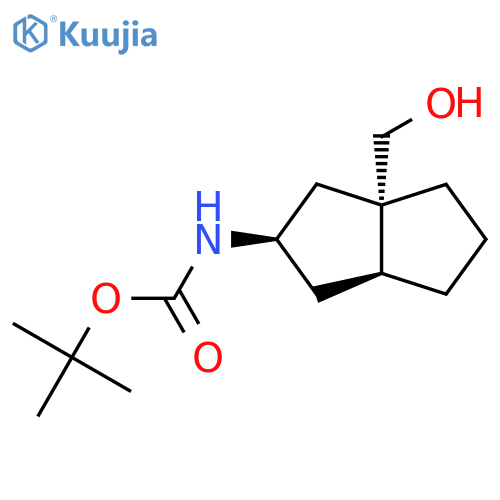 rac-tert-butyl N-[(2R,3aS,6aS)-3a-(hydroxymethyl)-octahydropentalen-2-yl]carbamate structure