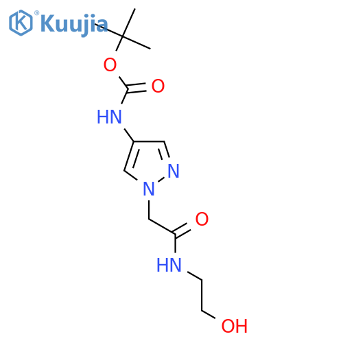 tert-butyl N-(1-{[(2-hydroxyethyl)carbamoyl]methyl}-1H-pyrazol-4-yl)carbamate structure