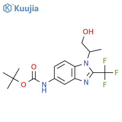 tert-butyl N-[1-(1-hydroxypropan-2-yl)-2-(trifluoromethyl)-1H-1,3-benzodiazol-5-yl]carbamate structure
