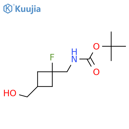 tert-butyl N-{[(1r,3r)-1-fluoro-3-(hydroxymethyl)cyclobutyl]methyl}carbamate structure