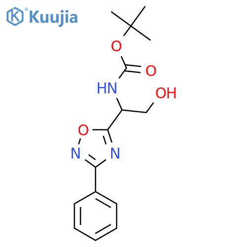 tert-butyl N-[2-hydroxy-1-(3-phenyl-1,2,4-oxadiazol-5-yl)ethyl]carbamate structure