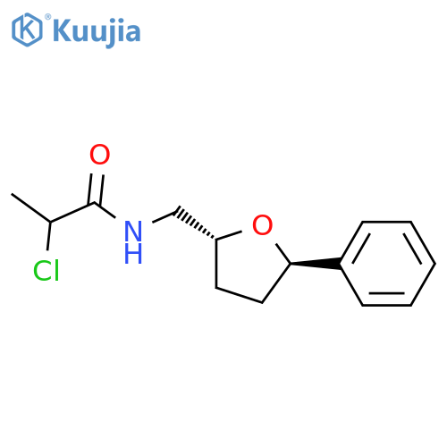 2-Chloro-N-[[(2R,5R)-5-phenyloxolan-2-yl]methyl]propanamide structure