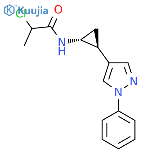 2-Chloro-N-[(1R,2S)-2-(1-phenylpyrazol-4-yl)cyclopropyl]propanamide structure